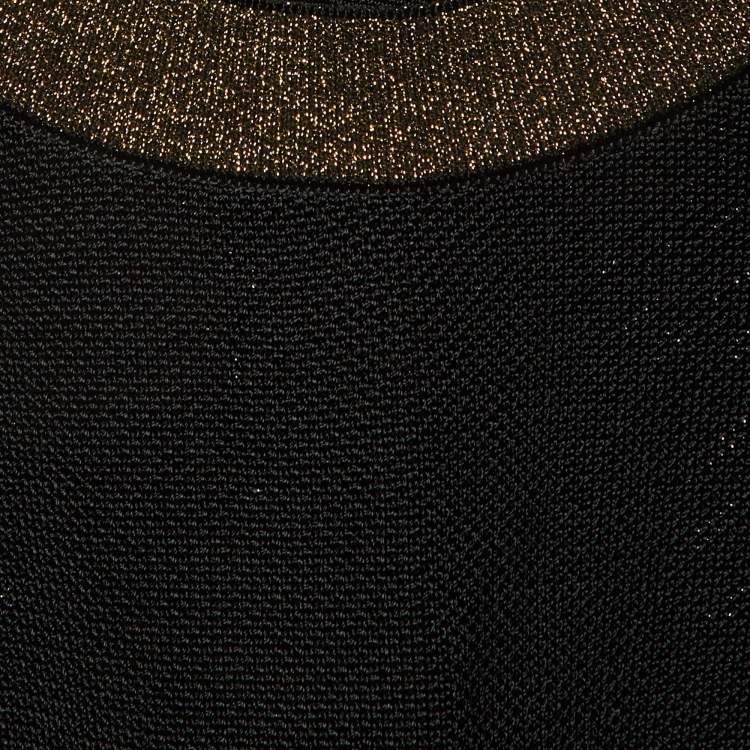 Pre Owned Balmain Black Knit & Lurex Trim Detail Mini Dress M