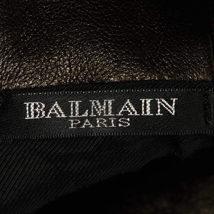 Pre Owned Balmain Black Quilted Leather Mini Skirt M