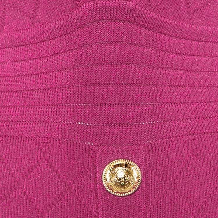 Pre Owned Balmain Pink Plunge Neck Knit Mini Dress S 