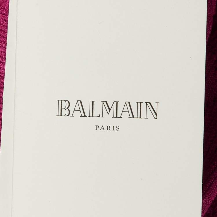 Pre Owned Balmain Pink Plunge Neck Knit Mini Dress S 
