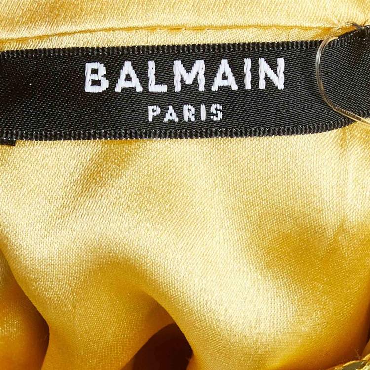 Pre Owned Balmain Gold Sequin Fringed Midi Dress M