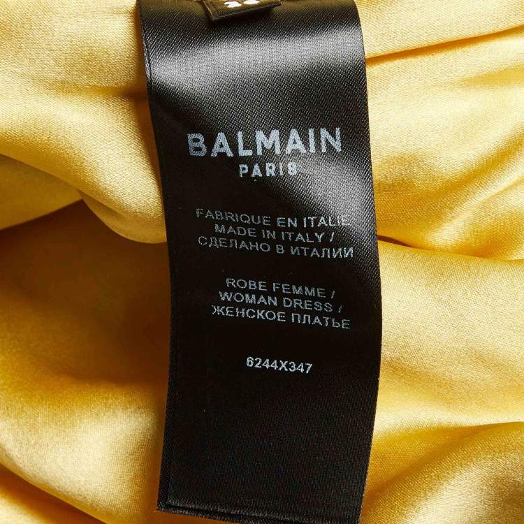 Pre Owned Balmain Gold Sequin Fringed Midi Dress M