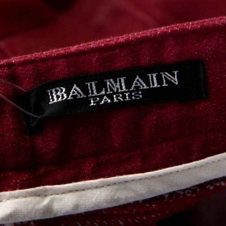 Pre Owned Balmain Red Coated Denim Slim Fit Jeans L