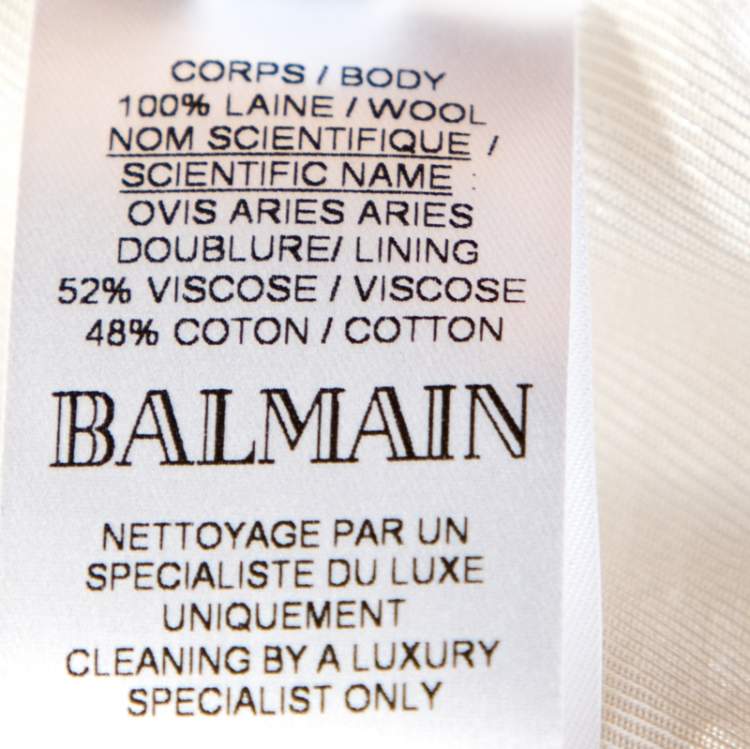 Pre Owned Balmain Off White Wool Double Breasted Blazer M