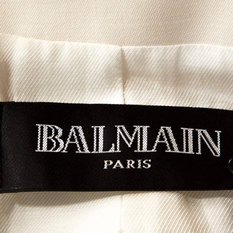 Pre Owned Balmain Off White Wool Double Breasted Blazer M