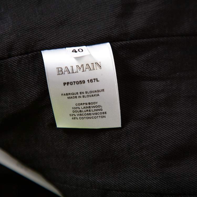 Pre Owned Balmain Neon Yellow Wool Double Breasted Button Front Blazer M