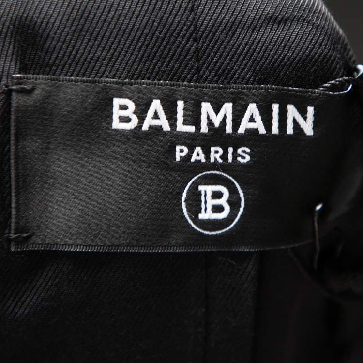 Pre Owned Balmain Black Embellished Wool Double Breasted Blazer S