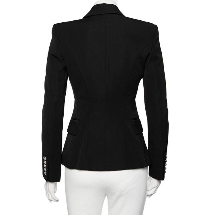 Pre Owned Balmain Black Embellished Wool Double Breasted Blazer S