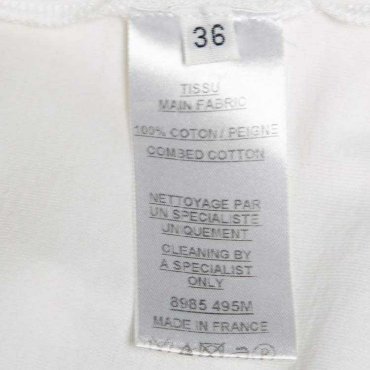 Pre Owned Balmain White Cotton Button Front V-Neck Half Sleeve T-Shirt S