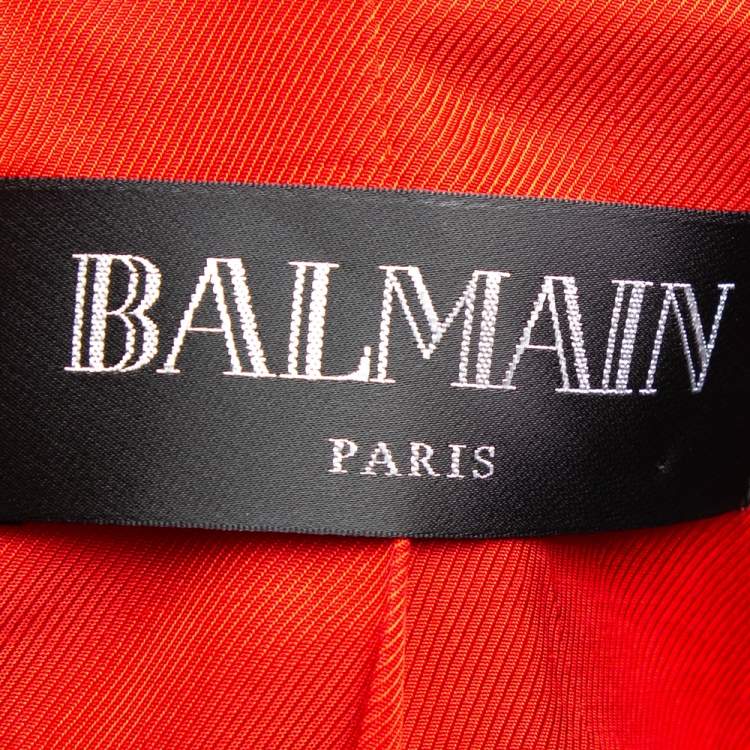 Pre Owned Balmain Red Wool Double Breasted Blazer M