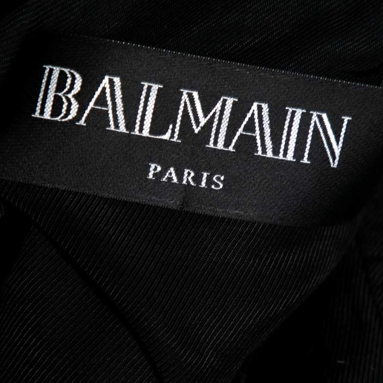 Pre Owned Balmain Black Leather Zip Front Biker Jacket M