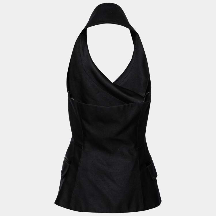 Pre Owned Balmain Black Double Breasted Halter Vest L