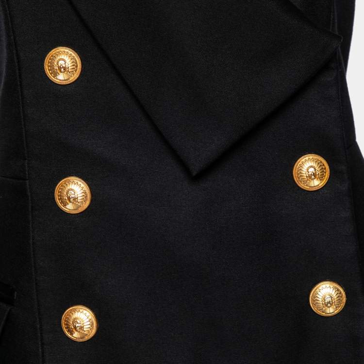 Pre Owned Balmain Black Double Breasted Halter Vest L