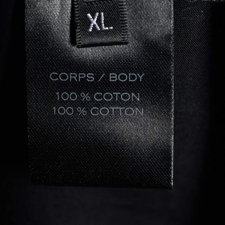 Pre Owned Balmain Black Logo Print Cotton Button Detail T-Shirt XL