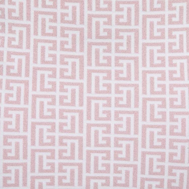 Pre Owned Balmain Pink Jacquard Lurex Knit Mini Skirt M