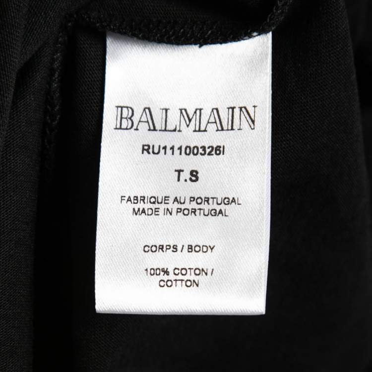 Pre Owned Balmain X Beyonce Black Cotton Logo T-Shirt S
