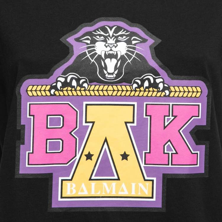 Pre Owned Balmain X Beyonce Black Cotton Logo T-Shirt S