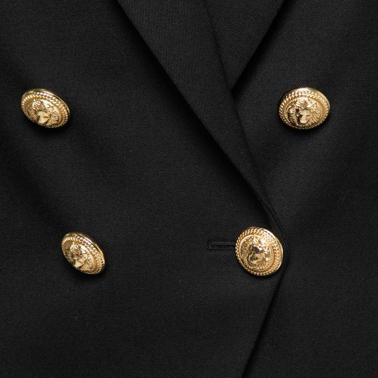 Pre Owned Balmain Black Wool Crepe Double-Breasted Blazer L