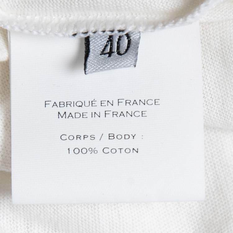 Pre Owned Balmain Cream Logo Print Jersey Button Detail T-Shirt M