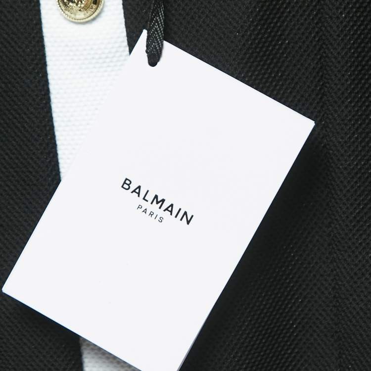 Pre Owned Balmain Black Jersey Button Detailed Swimsuit M