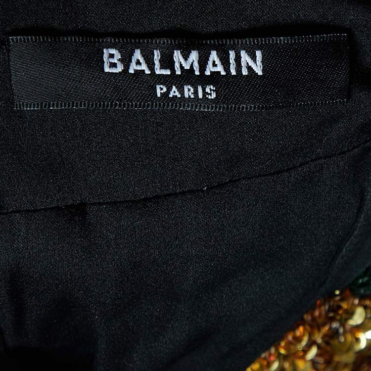 Pre Owned Balmain Multicolor Sequin Embellished Mini Dress S