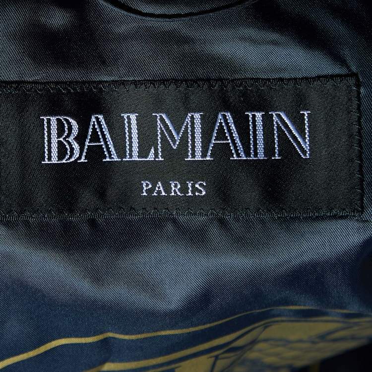 Pre Owned Balmain Navy Blue Wool Zip Detail Slim Fit Jacket M