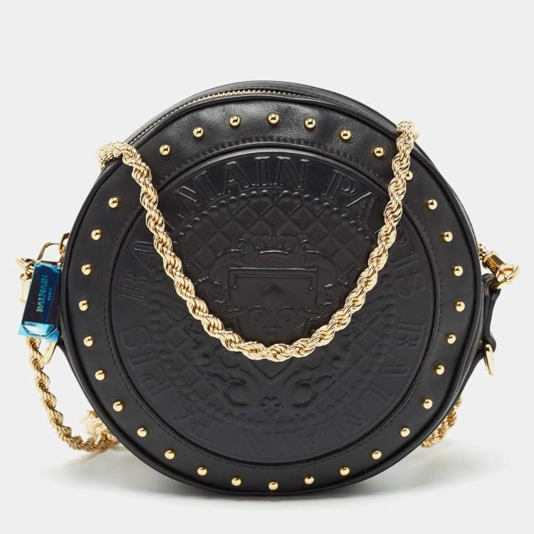 Balmain Black Leather Disco Crossbody Bag Balmain TLC