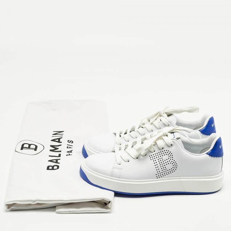 مملوكة مسبقًا حذاء رياضي بالمان جلد أربط أبيض / أزرق مقاس 37