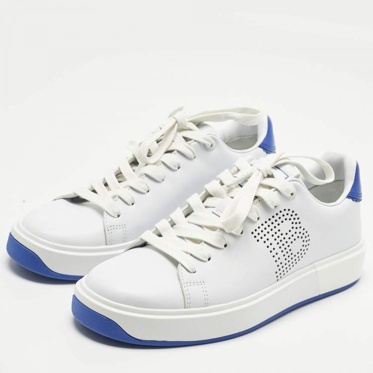 مملوكة مسبقًا حذاء رياضي بالمان جلد أربط أبيض / أزرق مقاس 37