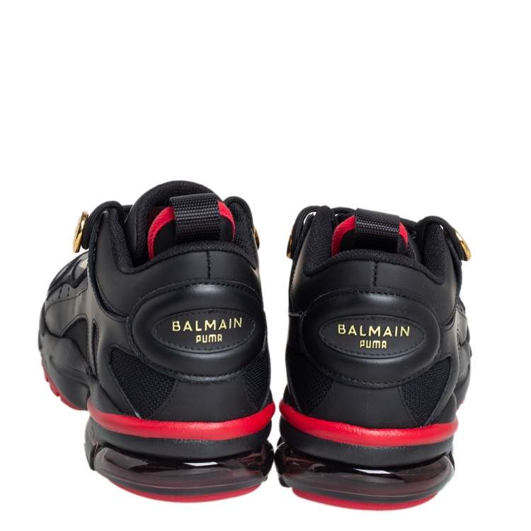 Pre Owned Puma x Balmain Black Leather and Mesh Cell Stellar Low Sneakers Size 39