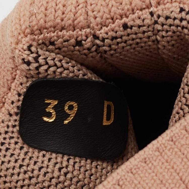 Pre Owned Balmain Pink Knit Fabric Cameron Sock Sneakers Size 39
