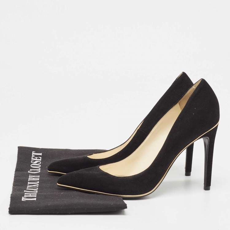 Pre Owned Balmain Black Suede Pointed Toe Pumps Size 37