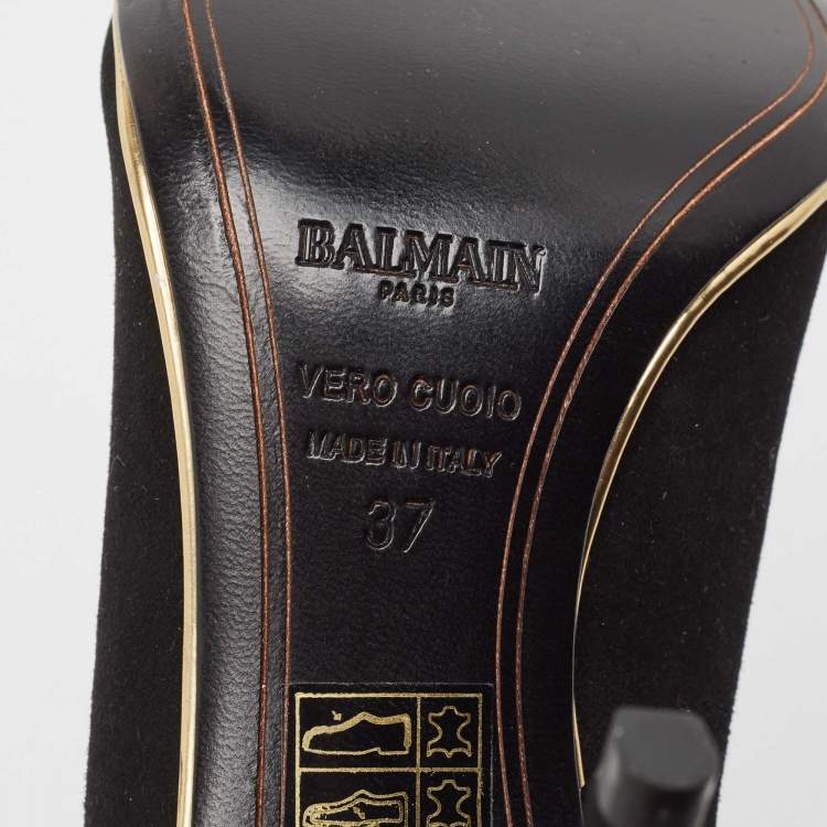Pre Owned Balmain Black Suede Pointed Toe Pumps Size 37