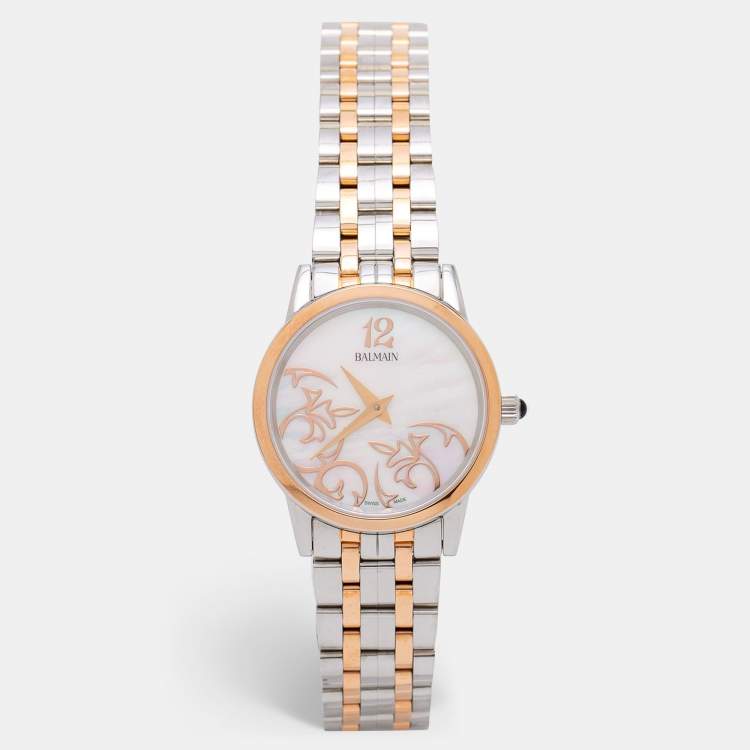 مملوكة مسبقًا Balmain Mother of Pearl Two Tone Stainless Steel Éria Bijou B8558.33.86 Womens Wristwatch 31 mm