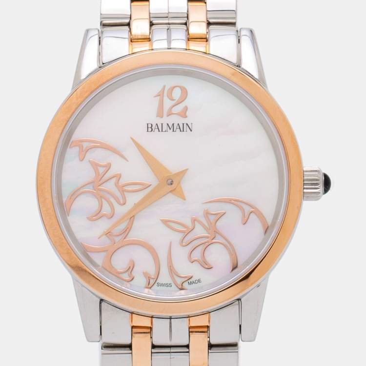 مملوكة مسبقًا Balmain Mother of Pearl Two Tone Stainless Steel Éria Bijou B8558.33.86 Womens Wristwatch 31 mm