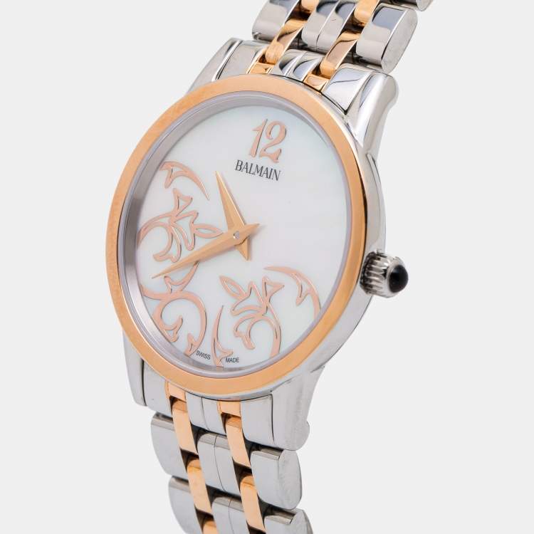 مملوكة مسبقًا Balmain Mother of Pearl Two Tone Stainless Steel Éria Bijou B8558.33.86 Womens Wristwatch 31 mm