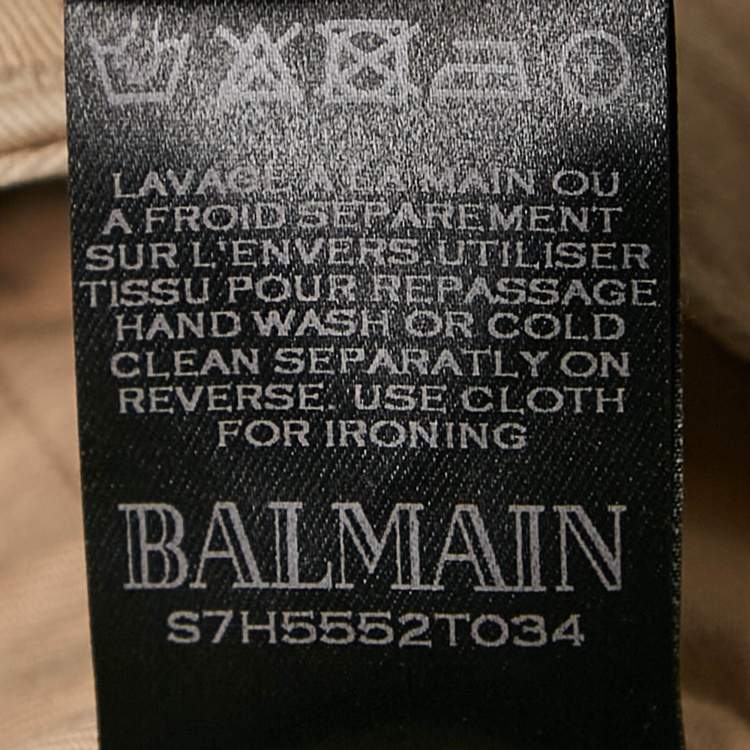 Pre Owned Balmain Paris Beige Cotton Cargo Pants L