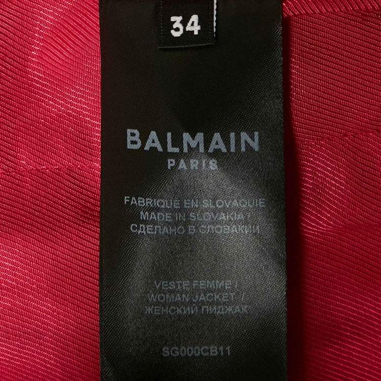 Pre Owned Balmain Paris Pink Cotton Double Breasted Blazer S