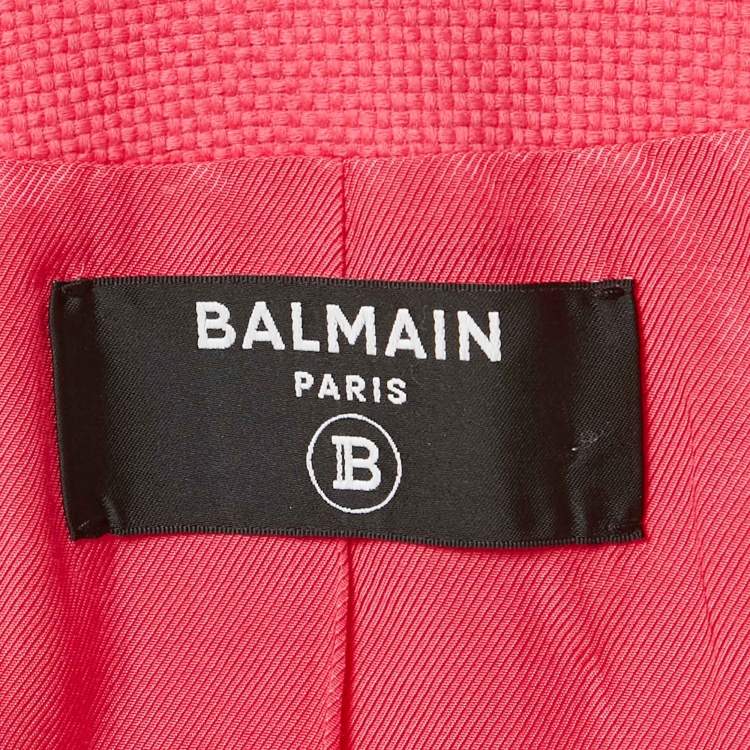 Pre Owned Balmain Paris Pink Cotton Double Breasted Blazer S