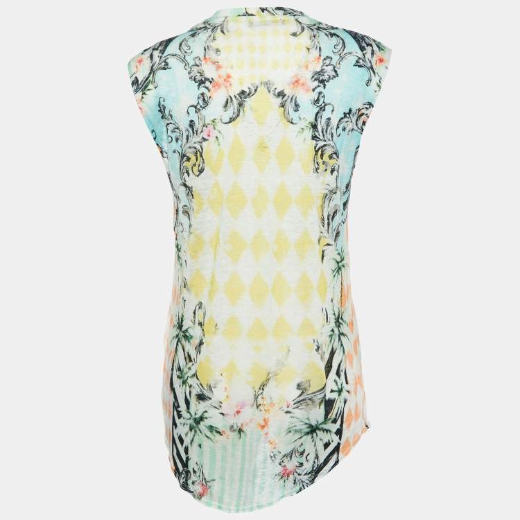 Pre Owned Balmain Multicolor Floral Print Linen Jersey Tank Top M