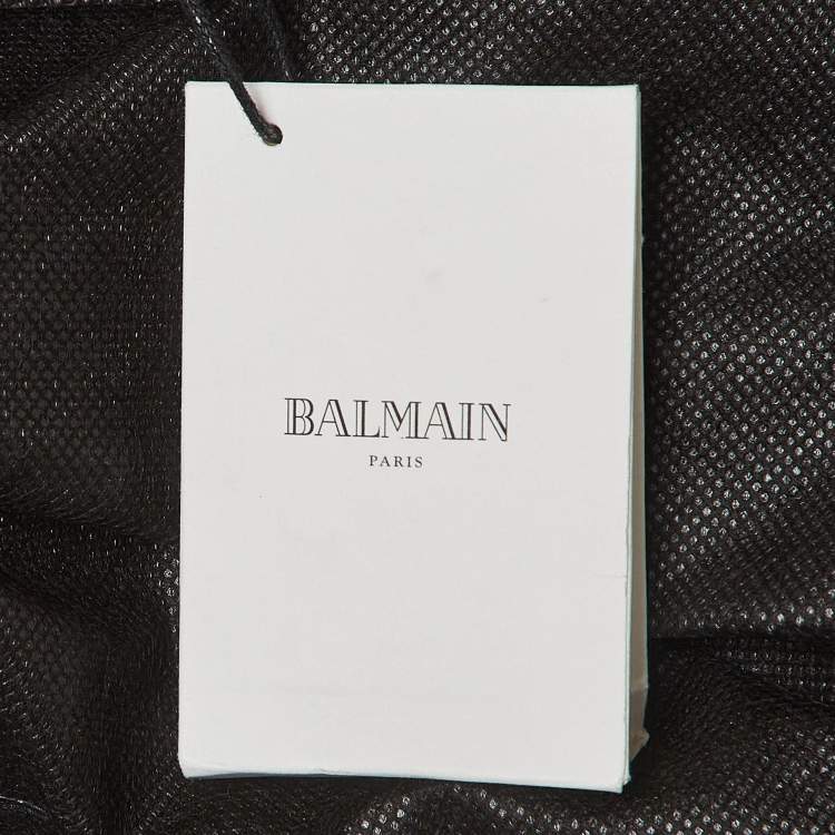 Pre Owned Balmain Monochrome Lurex Tweed Double Breasted Blazer M