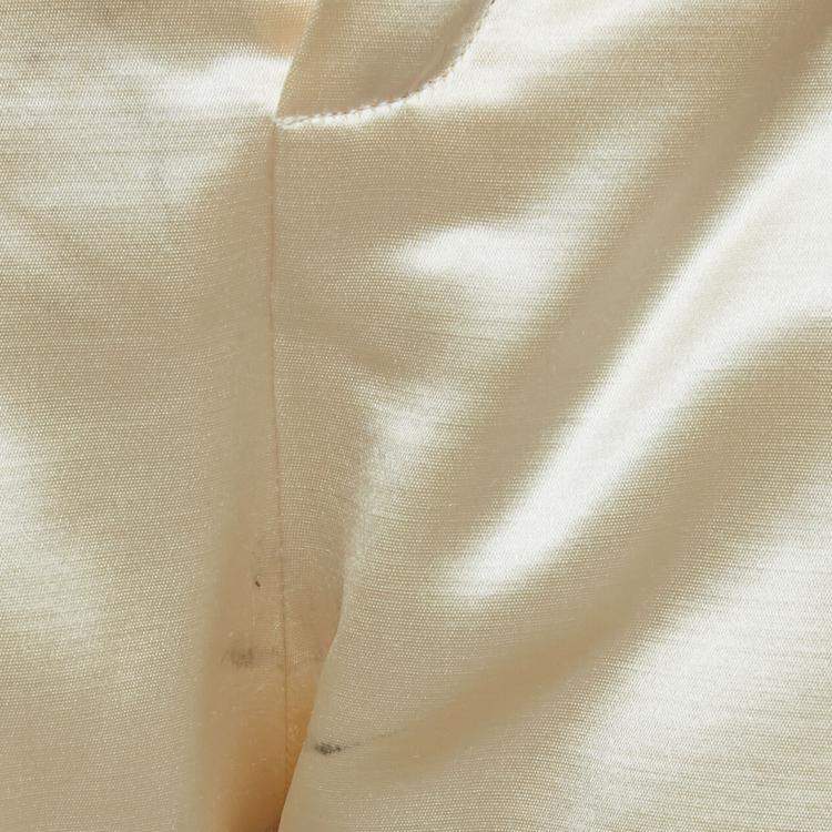 Pre Owned Balmain Cream Wool & Silk Pleated and Draped Trousers M