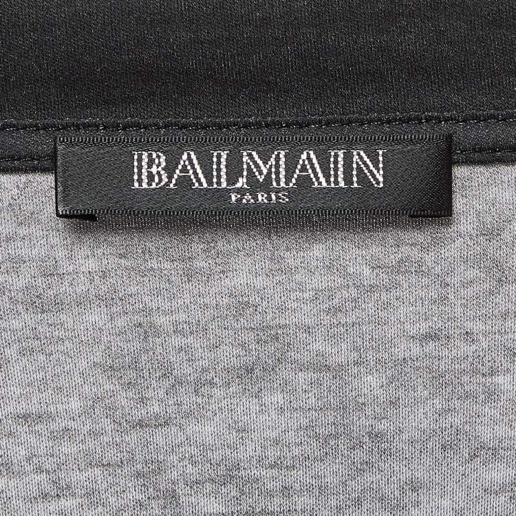 Pre Owned Balmain Black Printed Cotton Jersey T-Shirt M