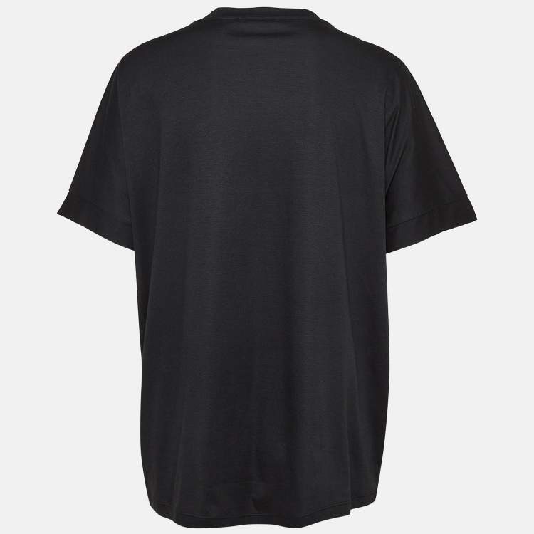 Pre Owned Balmain Black Printed Cotton Jersey T-Shirt M