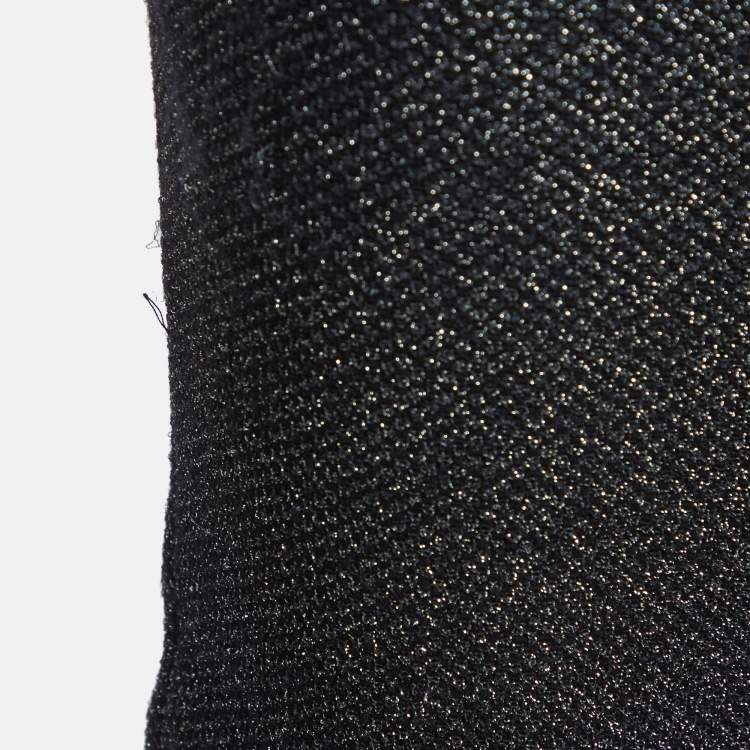 Pre Owned Balmain Black Lurex Knit Chain Embellished Short Dress S