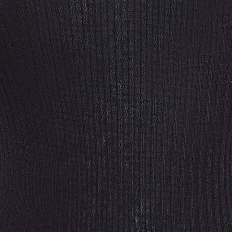 Pre Owned Balmain Black Rib Knit Button Detail Sweater M