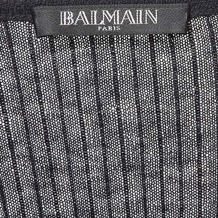 Pre Owned Balmain Black Rib Knit Button Detail Sweater M