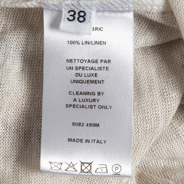 Pre Owned Balmain Off-White Linen Knit Lace-Up Top M