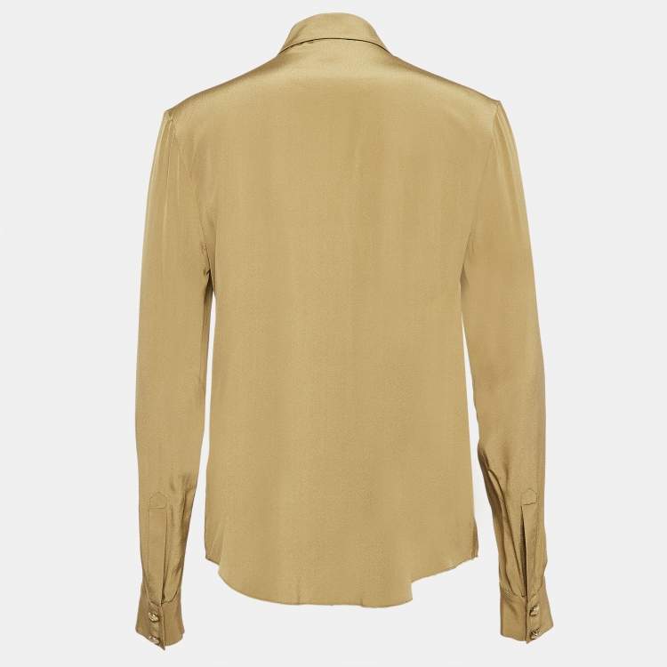 Pre Owned Balmain Green Silk Long Sleeve Shirt M