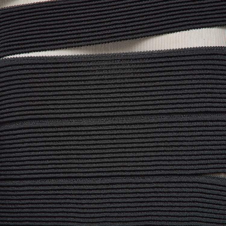 Pre Owned Balmain Black Open Knit Long Sleeve Mini Dress L